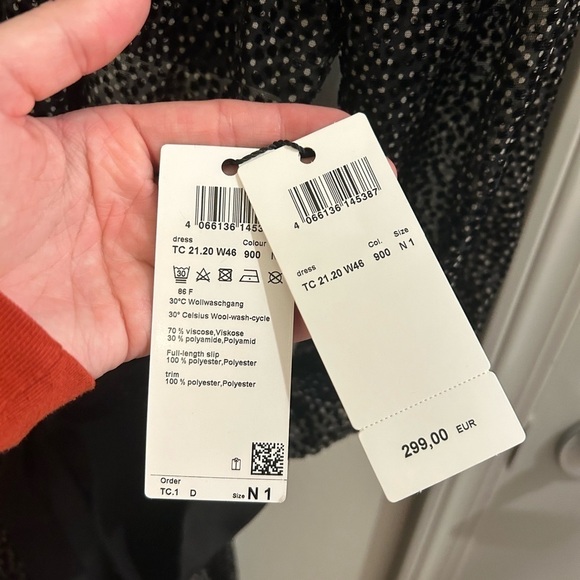 Marc Cain Sheer Dot Dress long Sleeve Black N1 - Picture 10 of 12